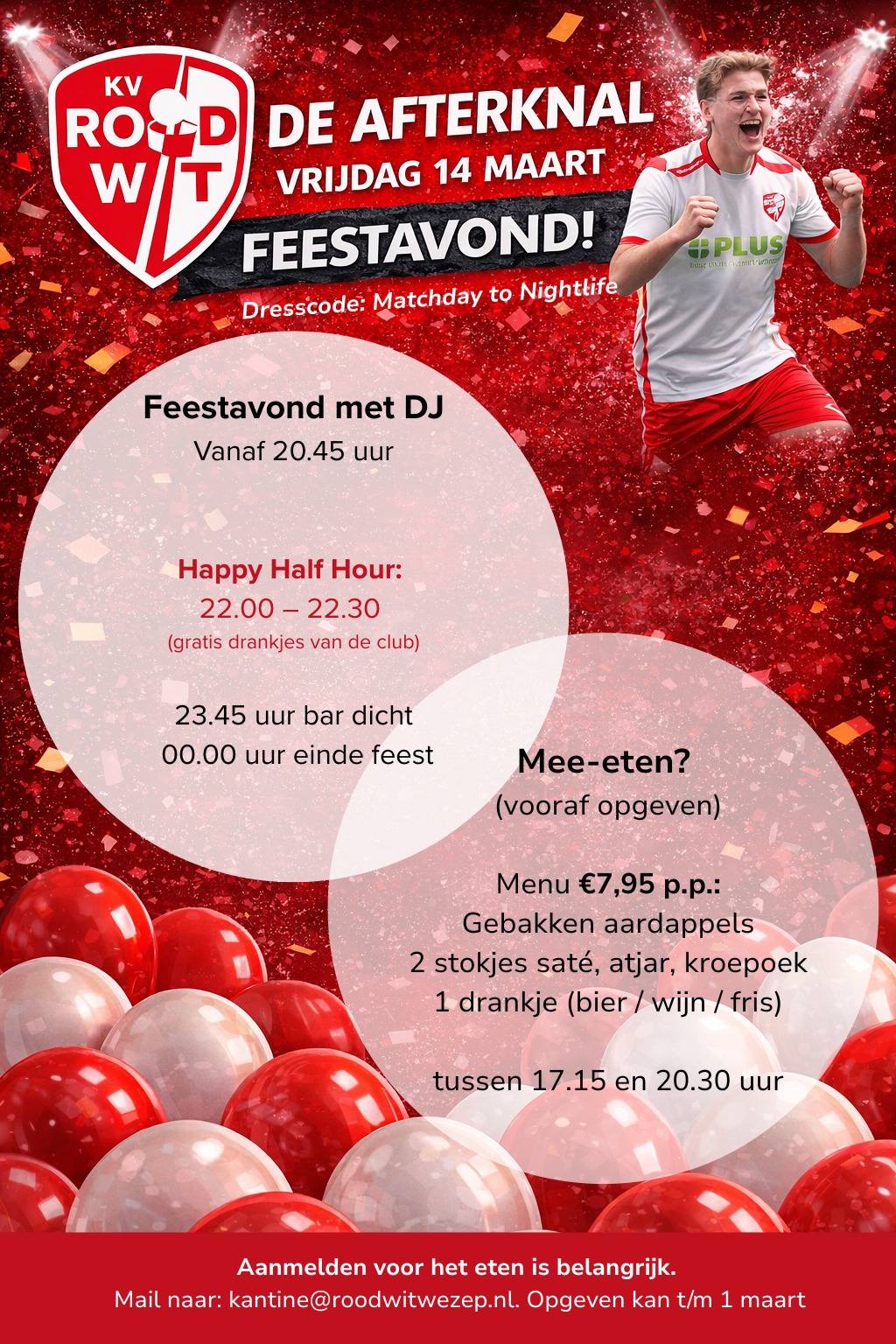 Feestavond 14 maart: 'De Afterknal'
